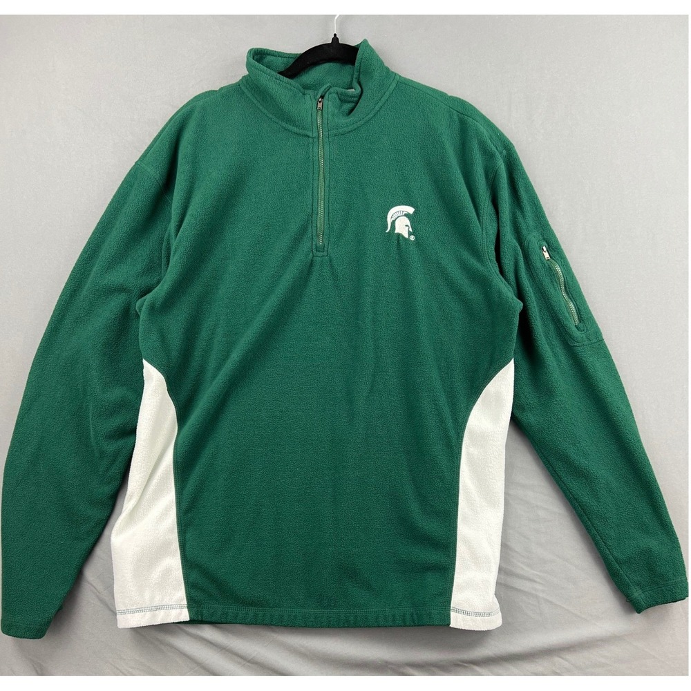 Michigan State Spartans Stadium Athletics Mens XL Green Fleece 1/4 Zip Pullover